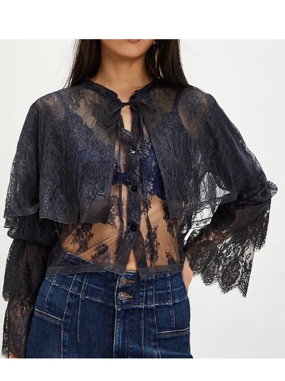 Nigel Preston for Free People Lace Bolero Cardigan Medium